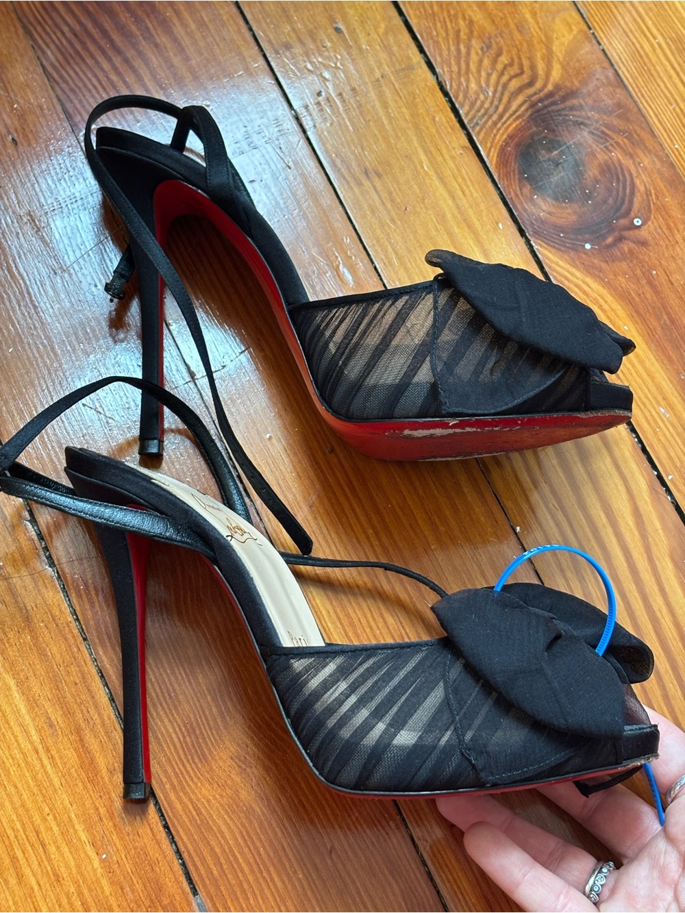 Christian Louboutin Artydiva 120 black Ruched Bow Peeptoe Heels - Picture 7 of 10